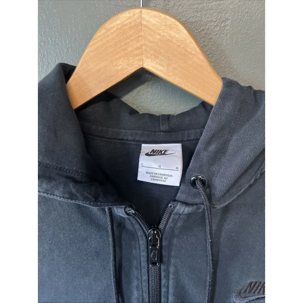 Nike NSW Sportswear Hoodie Womens Large Black Relaxed Loose Full Zip DN4943